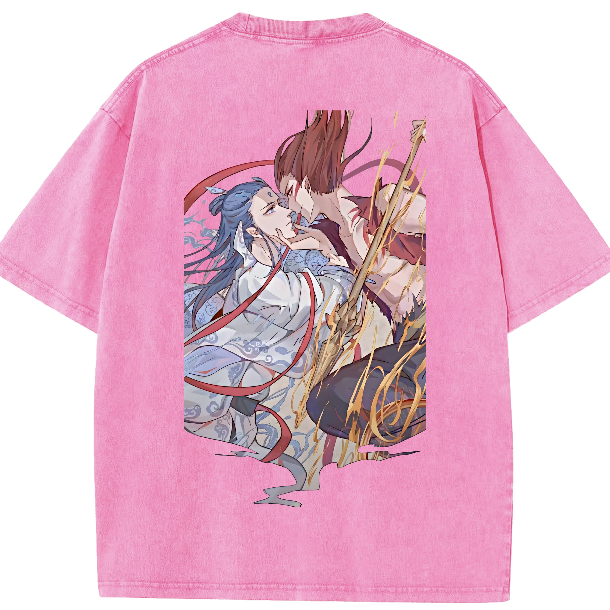 （画像用） Ne Zha 2 ナタ 魔童の大暴れ 綿100% ヴィンテージ風 半袖Tシャツ（背面プリント）